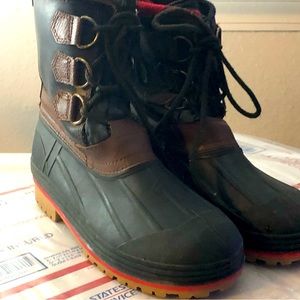 womens green brown winter duck rain boots Size 3